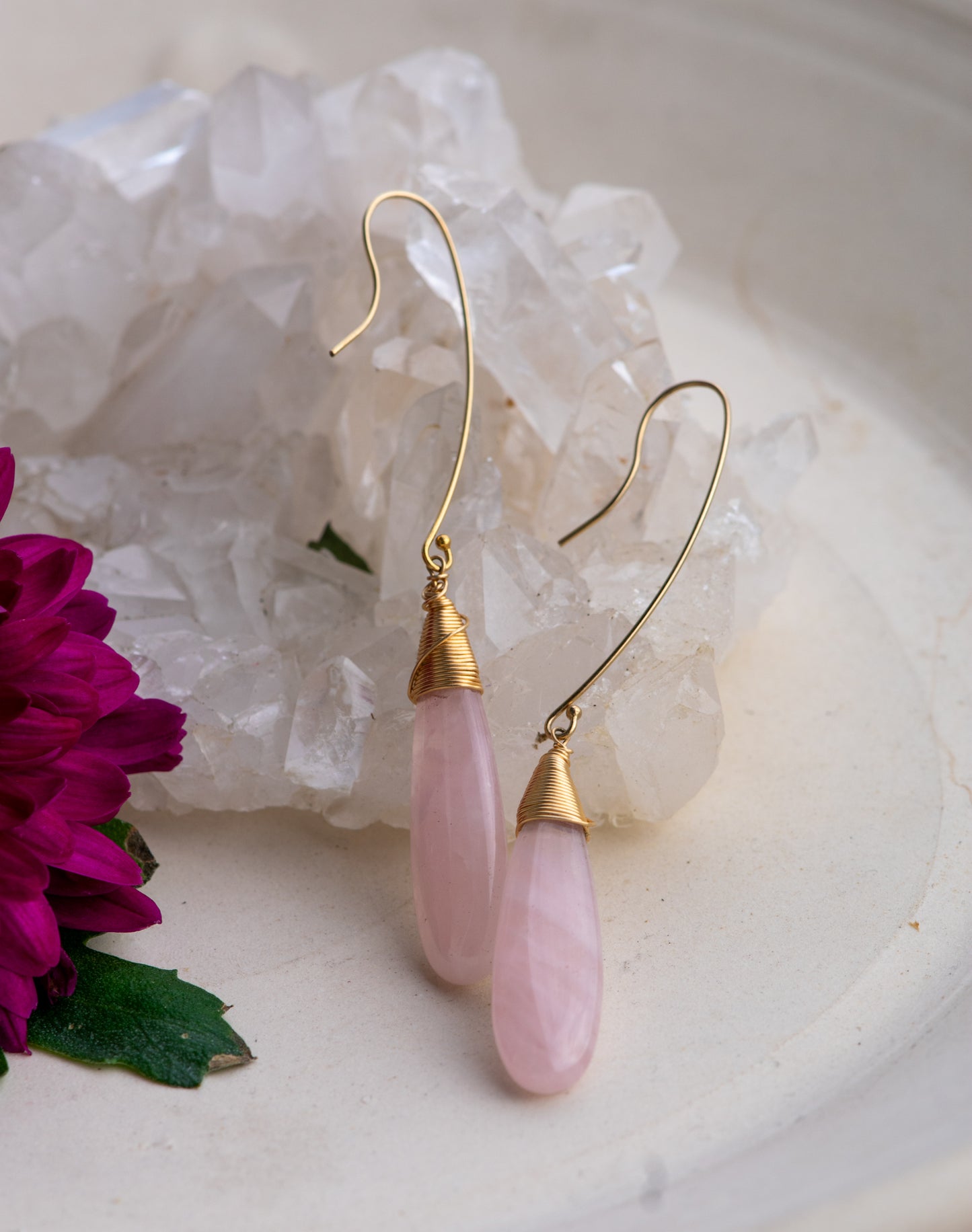 ROSY ROSE QUARTZ EARRINGS