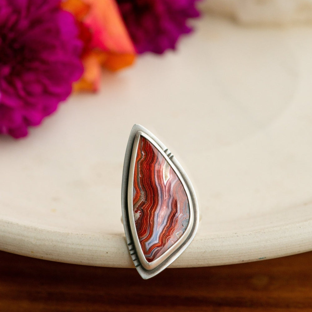 BALL OF FIRE CRAZY LACE AGATE RING - Fly Free