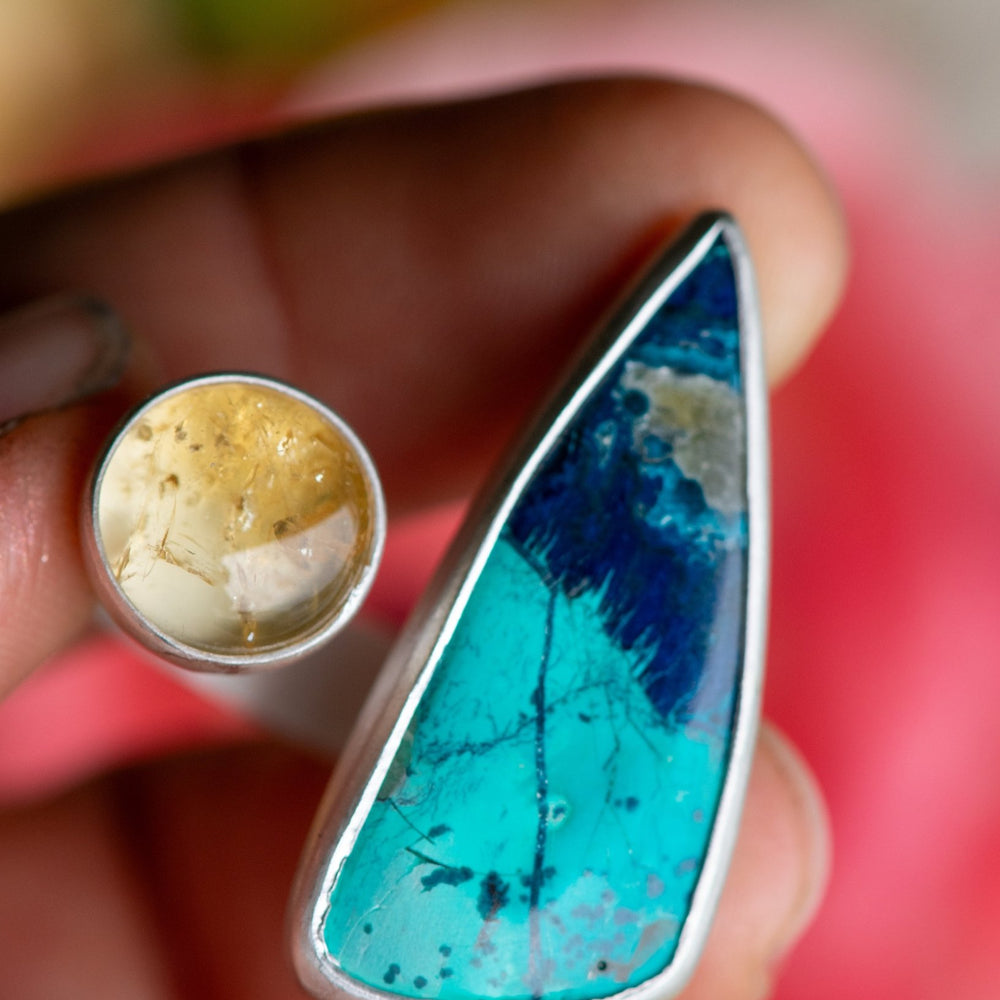 
                  
                    DEEP DIVE CHRYSOCOLLA, CITRINE + STERLING RING - Fly Free
                  
                