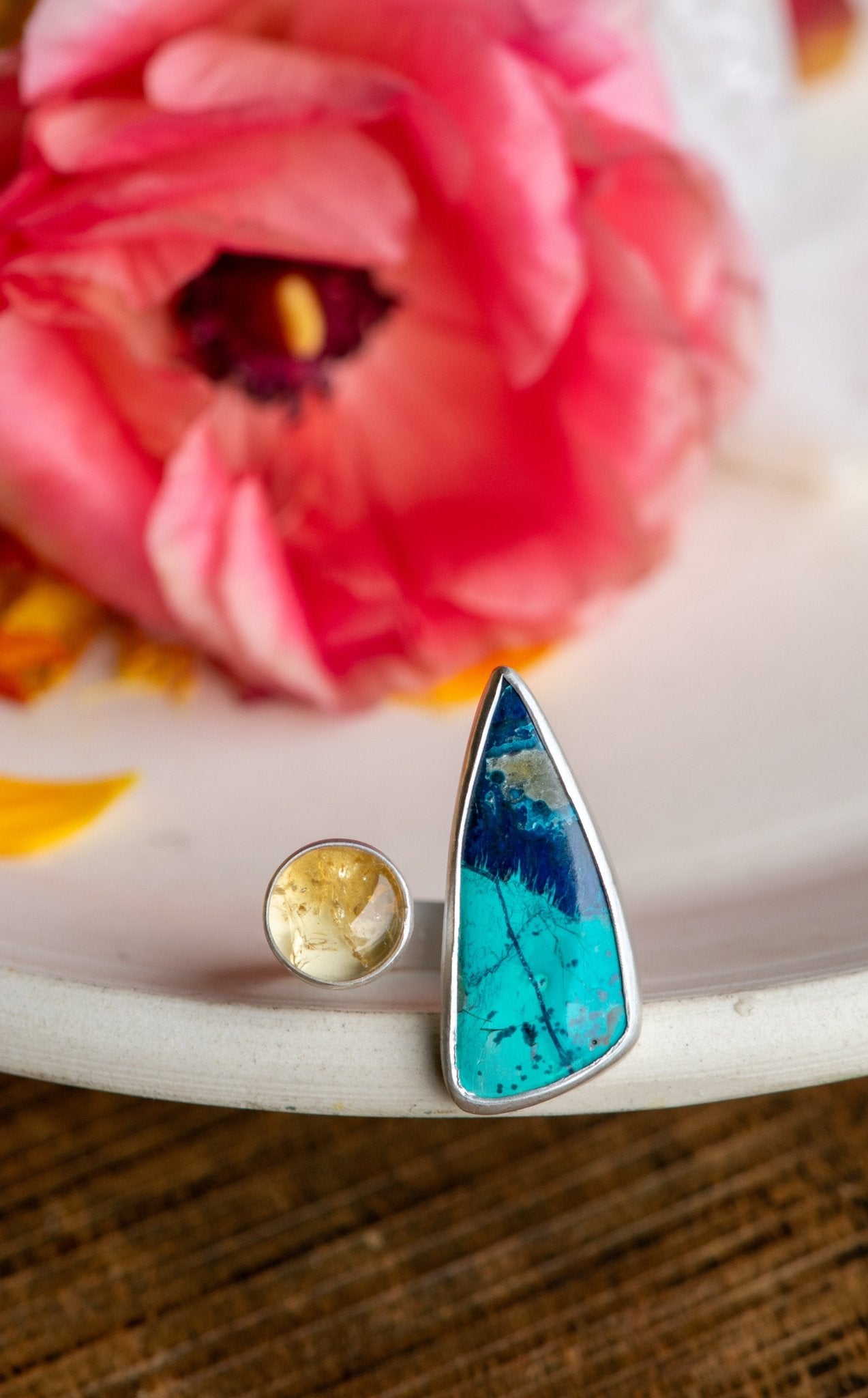 DEEP DIVE CHRYSOCOLLA, CITRINE + STERLING RING - Fly Free