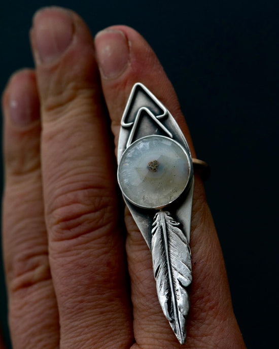 DOMED AQUAMARINE DIVINER RING - Fly Free