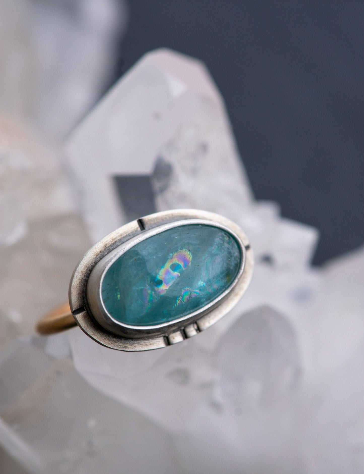 DRAGON RAINBOW AQUAMARINE RING - Fly Free