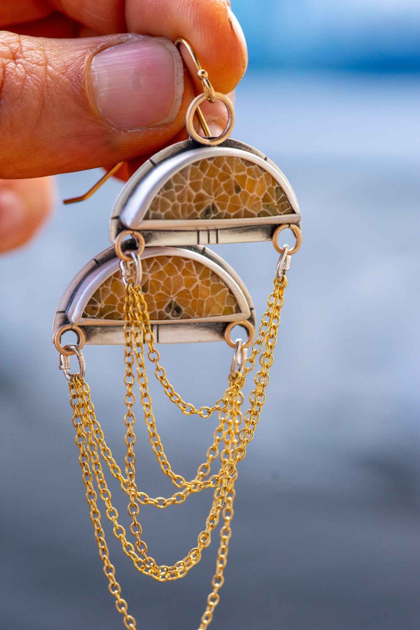 FUNKY DISCO PARTY FOSSILIZED CORAL EARRINGS - Fly Free
