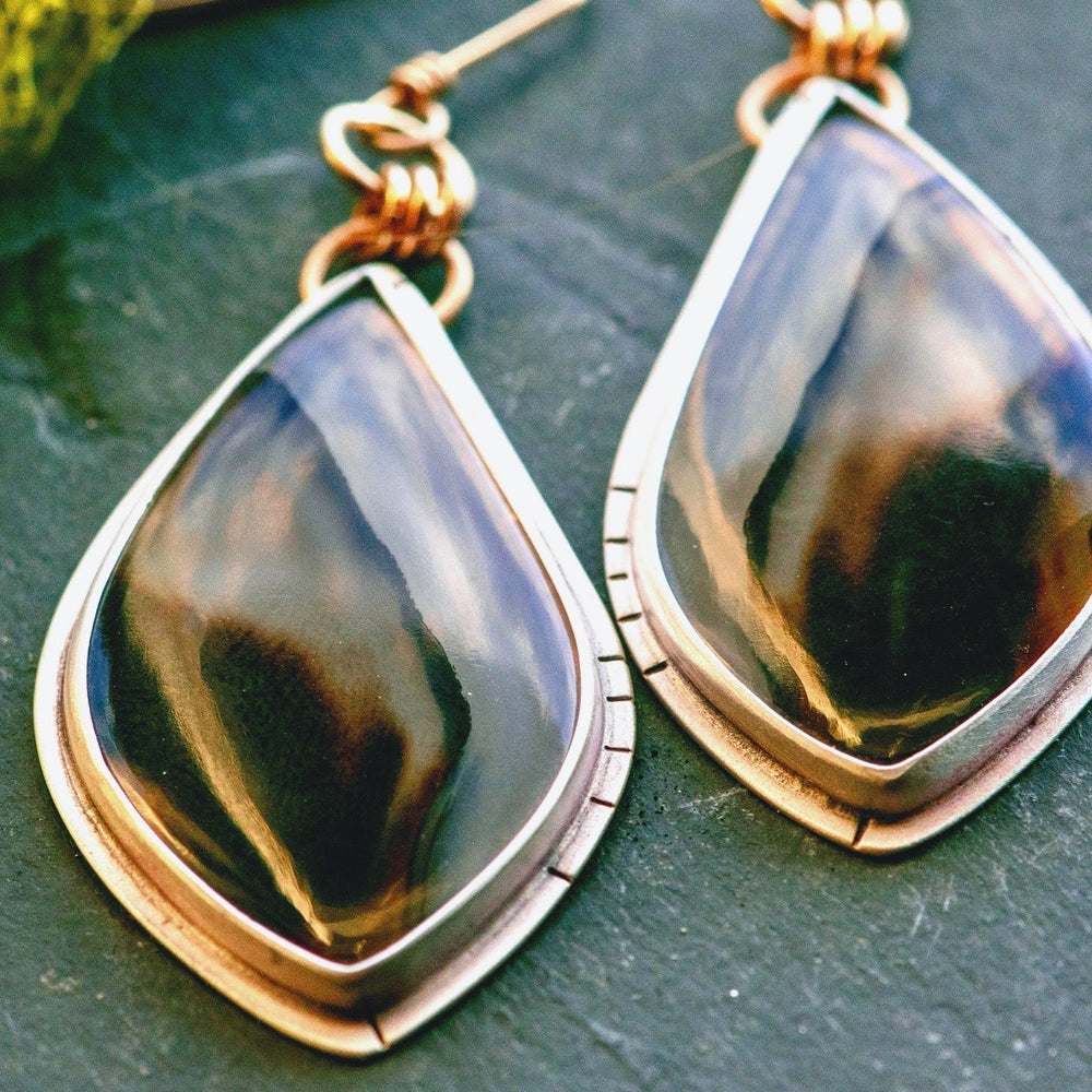
                  
                    MONTANA AGATE CREPUSCULAR RAYS EARRINGS - Fly Free
                  
                