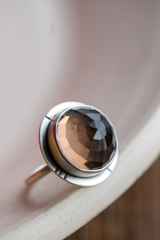 SCINTILLATING VIEW SMOKY QUARTZ + STERLING RING - Fly Free