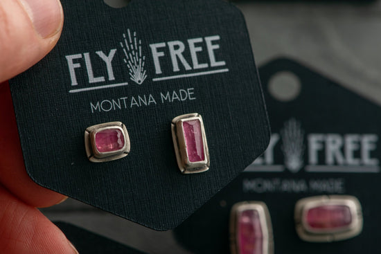 WABI SABI PINK TOURMALINE STUDS - Fly Free