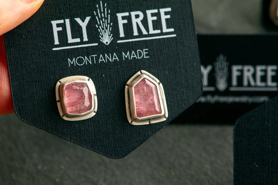 WABI SABI PINK TOURMALINE STUDS - Fly Free