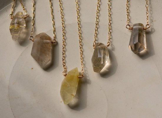 Load image into Gallery viewer, LUMINOUS RUTILATED QUARTZ NECKLACES - Fly Free
