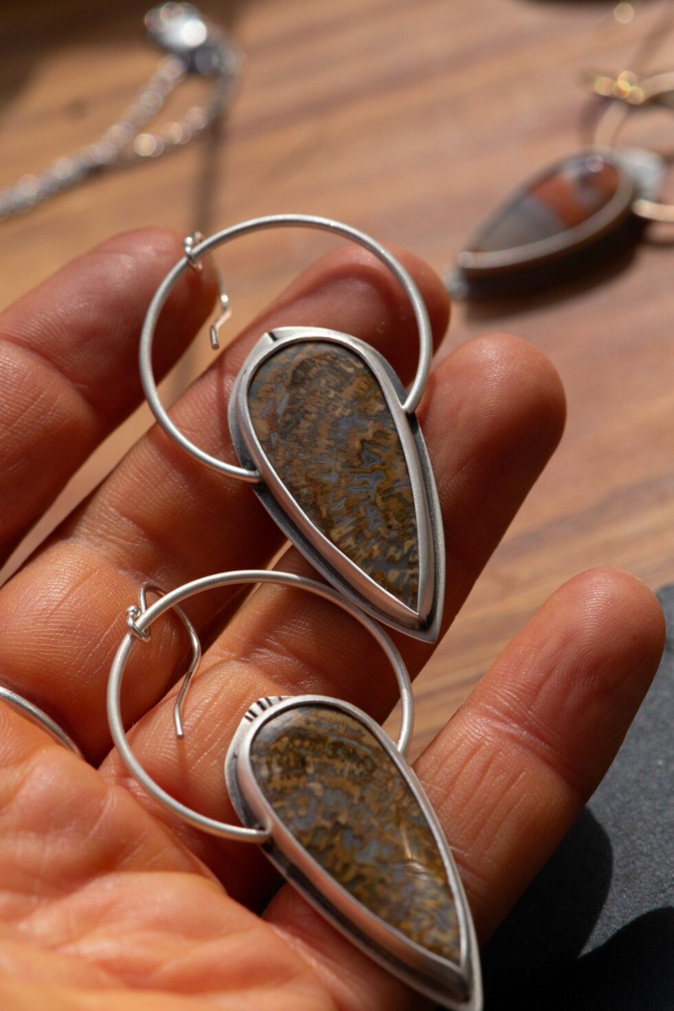 ANCIENT GROWTH PETRIFIED WOOD EARRINGS - Fly Free