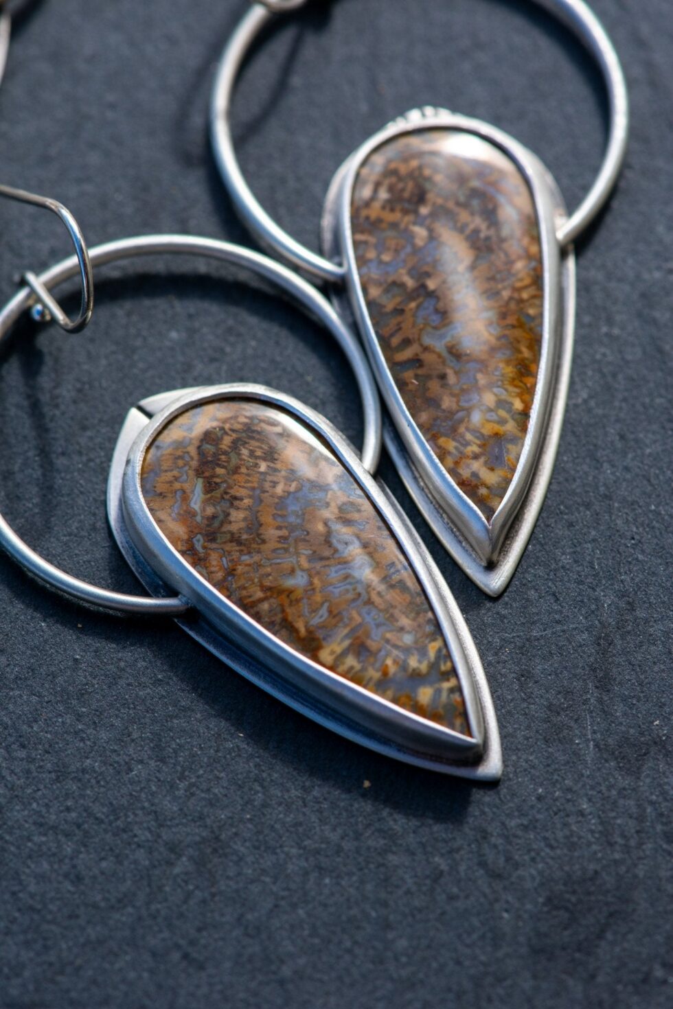ANCIENT GROWTH PETRIFIED WOOD EARRINGS - Fly Free
