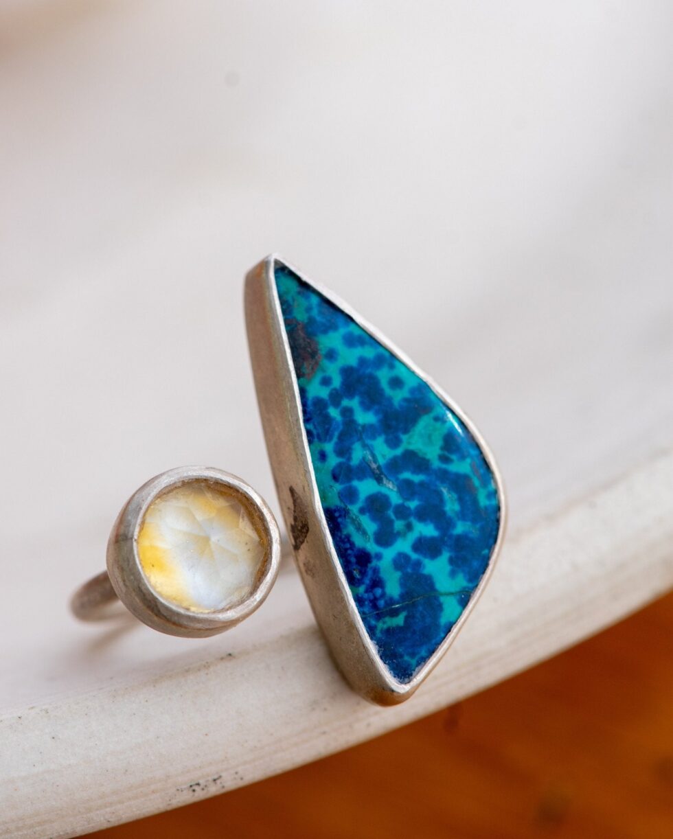 AZURE AND JOY CHRYSOCOLLA AND CITRINE RING - Fly Free