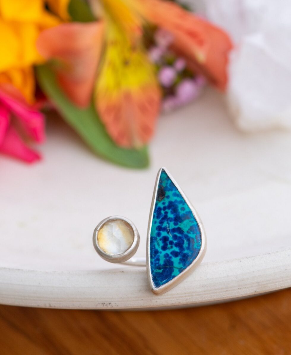 AZURE AND JOY CHRYSOCOLLA AND CITRINE RING - Fly Free