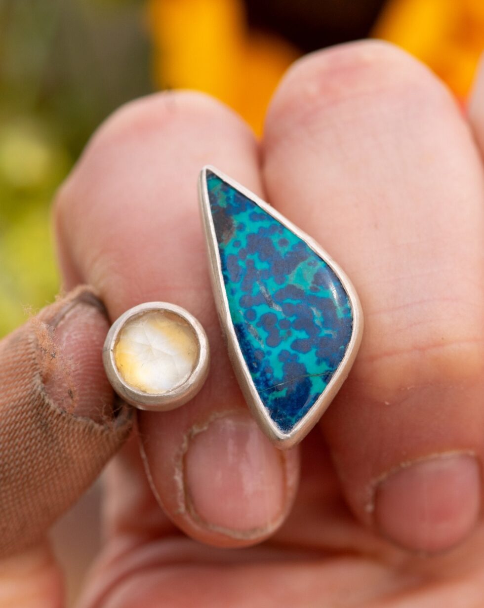 AZURE AND JOY CHRYSOCOLLA AND CITRINE RING - Fly Free
