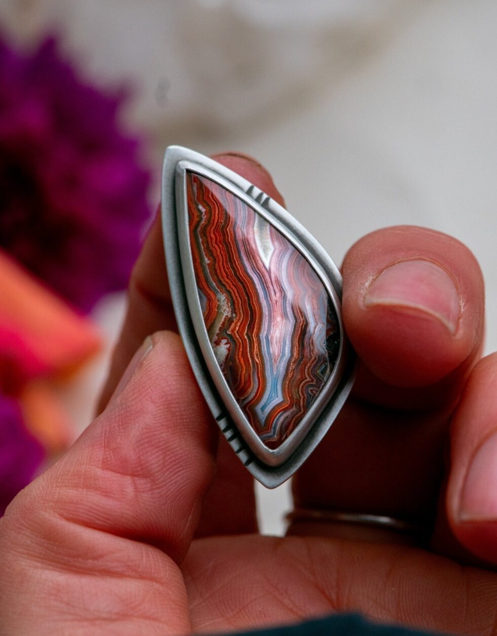 BALL OF FIRE CRAZY LACE AGATE RING - Fly Free