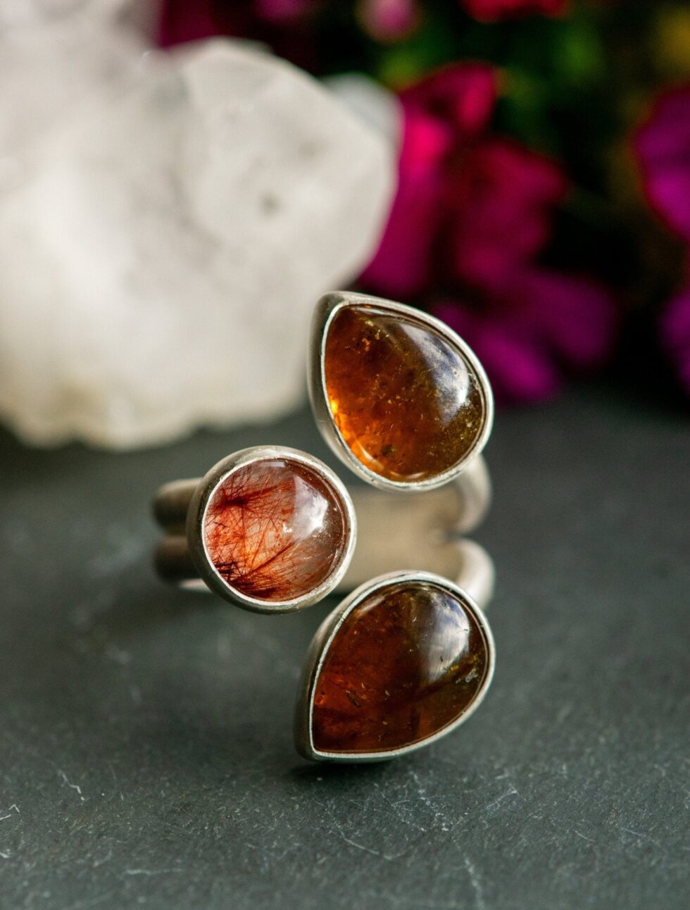 WINGED LIGHT GARNET RING - Fly Free